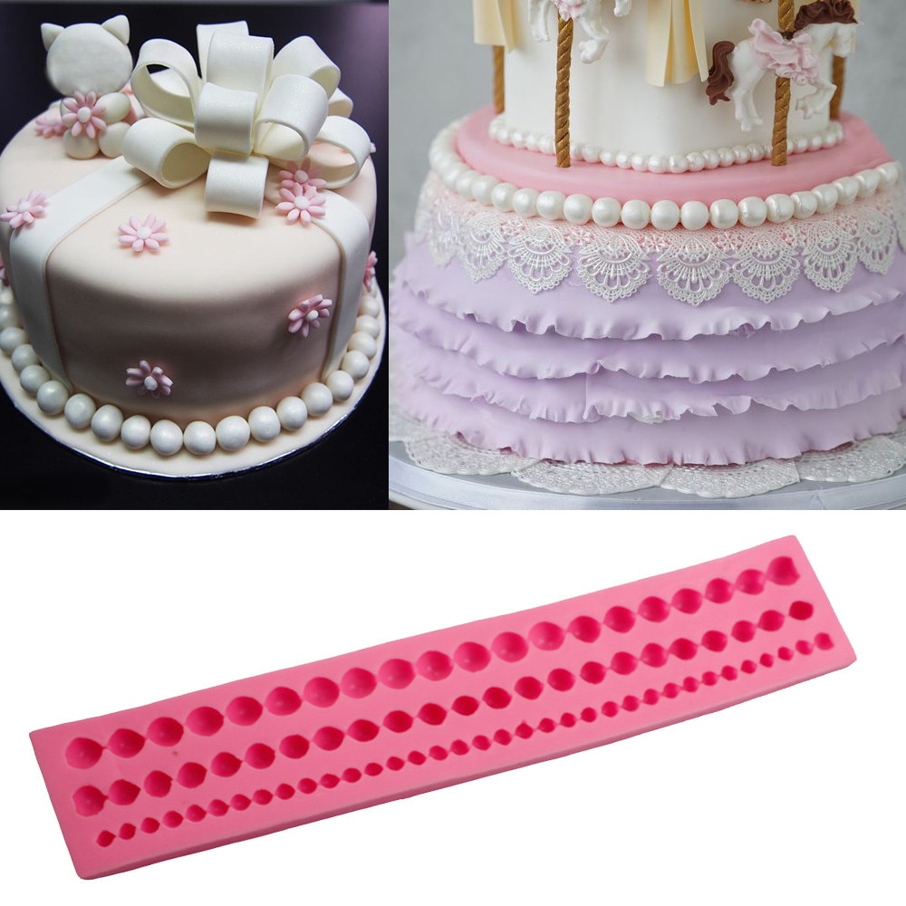 3D Fondant Siliconen Mal Parel Bloem Vorm Cake Decor Diy Parel String Plakken Bead Clay Mold Fondant Cake Silicone Tool decor
