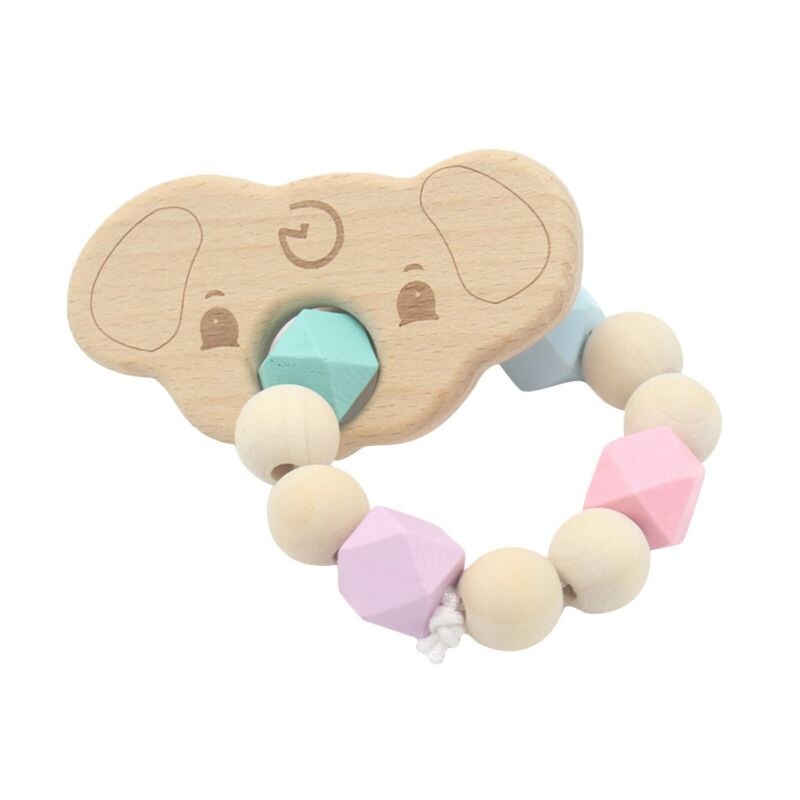 Baby Bijtring Armband Molaire Stok Niet Giftig Silicone Bite Stok Leuke Cartoon Patroon Speelgoed: E