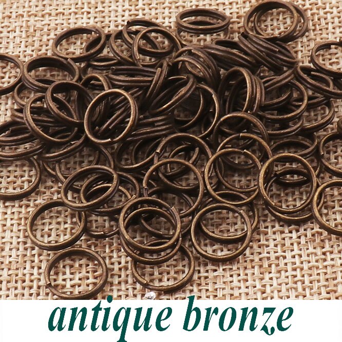 10mm metalen splitsleutelringen, splitspringringen, sleutelhangerring, bulk splitringen, ronde splitring, sleutelhangerring, bedel, 100-500 vinden: 500 stuks / Antiek brons