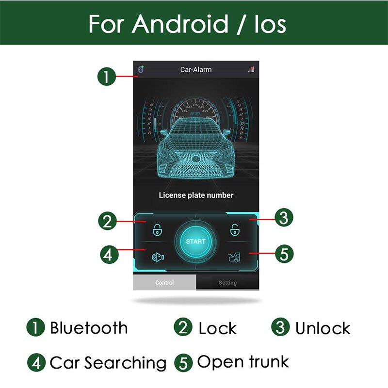 Universal 3 Ways Central Lock Automatic Open The Car Replacement Fit for Keyless Entry Key/Shaking Phone/App Control/Trunk Open