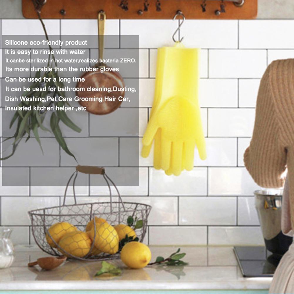 1pcs Silicone Glove Hand-Worn Dishwashing Brush Magic Protect Hands Against High Temperature Cleaning Tool Household Gloves