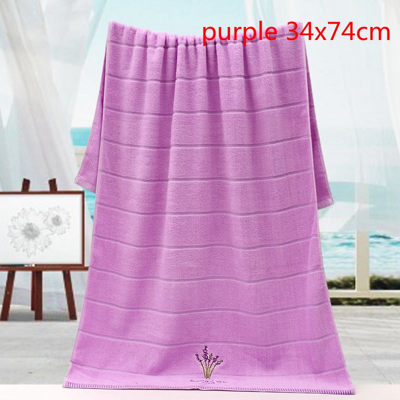 Urijk 1pc Embroidery Lavender Towel High Absorbent Towels Cotton Face Towels Bath Towel For Adults Washcloths: purple 34x74cm
