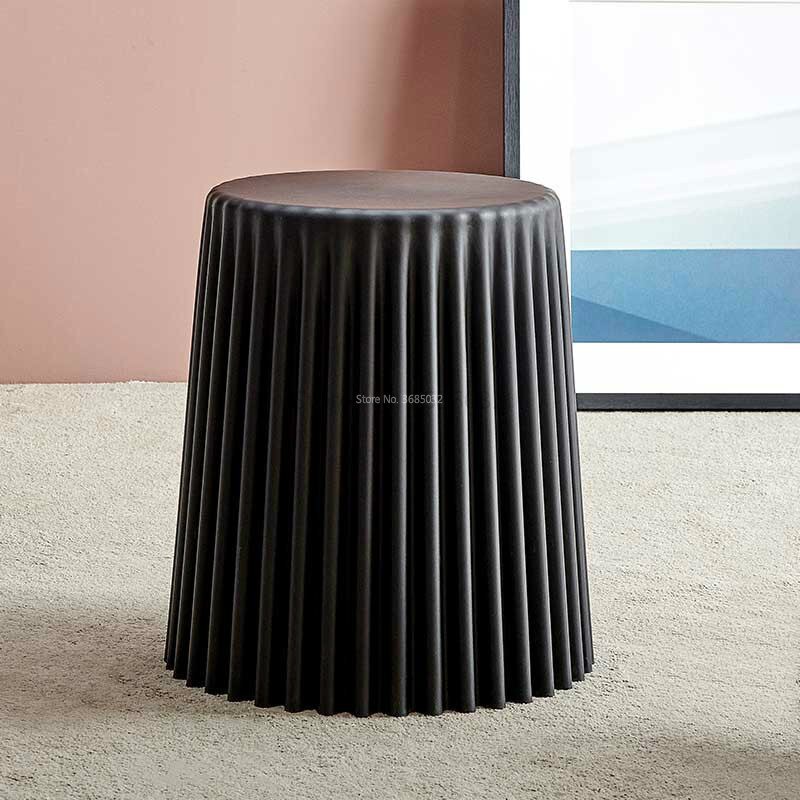 Table basse nordique en plastique bon marché, Table d&#39;appoint de salon, petite Table ronde, tabouret , décoration de maison: black