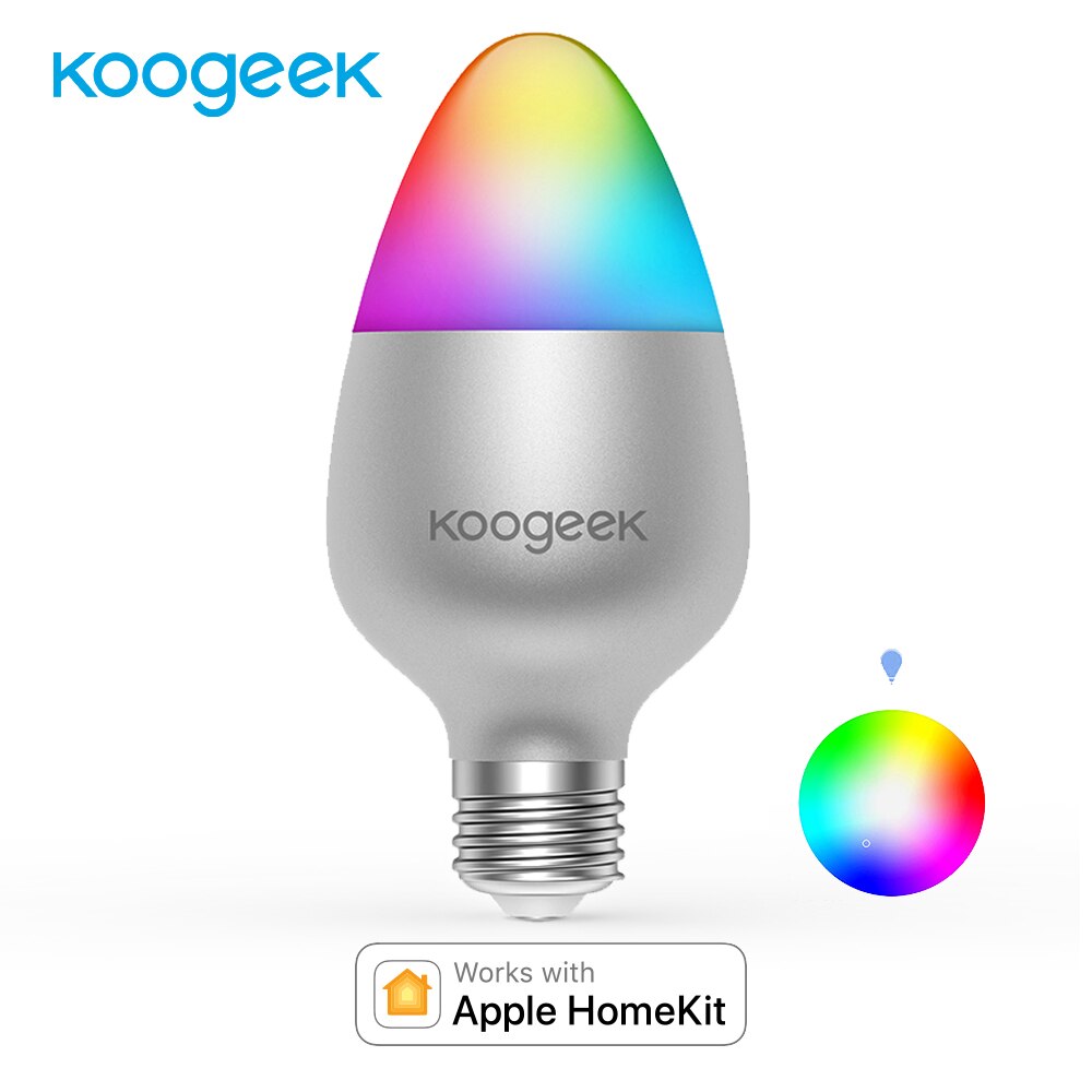 Koogeek smart wifi pære  e27 8w farveskiftende dæmpbare led pærer fungerer med apple homekit support siri tidsplaner