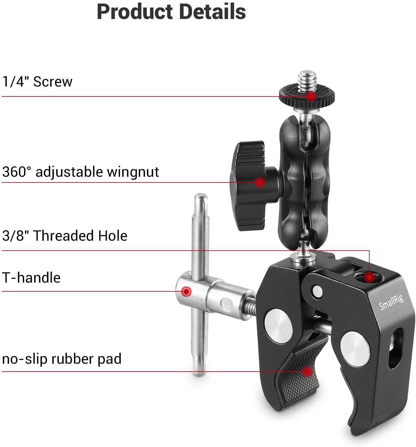 SmallRig Multi-Functional Ballhead Clamp Magic Arm Adapter with Bottom Clamp - 2161