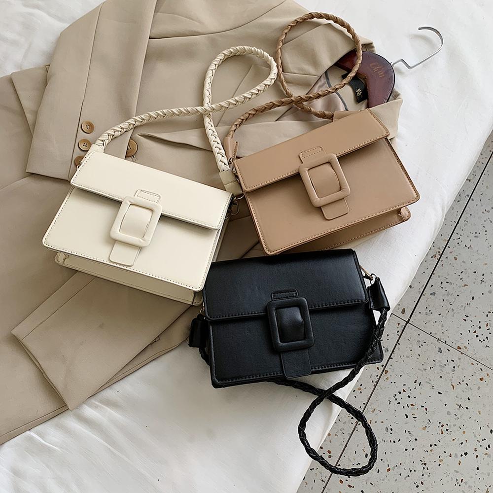 Pu læder crossbody tasker små ensfarvede sommer dame skulder håndtasker kvindelige simple totes til kvinder trend