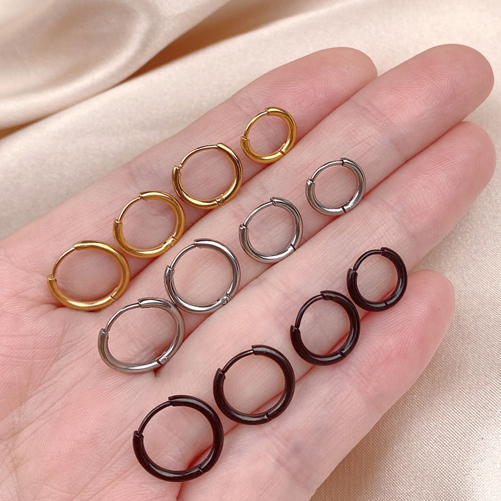 Stainless Steel Hoop Earrings Nose Ring Smooth Small Rounded Dainty Huggies Helix Daith Men Women Piercing Jewelry 18G