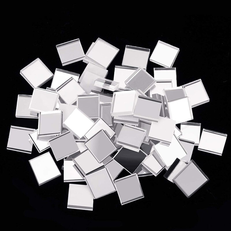 Self-Adhesive Craft Mosaic Making Mini Square Mirrors Mosaic Tiles DIY Silver Square Glass Handmade Craft Home Usage Accessories