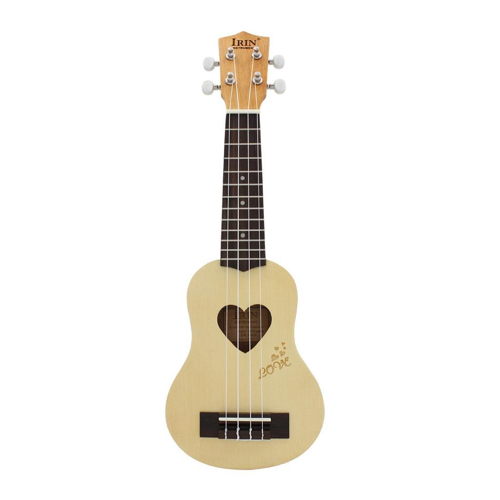 17 Inch Ukulele Sound Heart Shape Hawaiian Hole 4 Strings Guitar Art