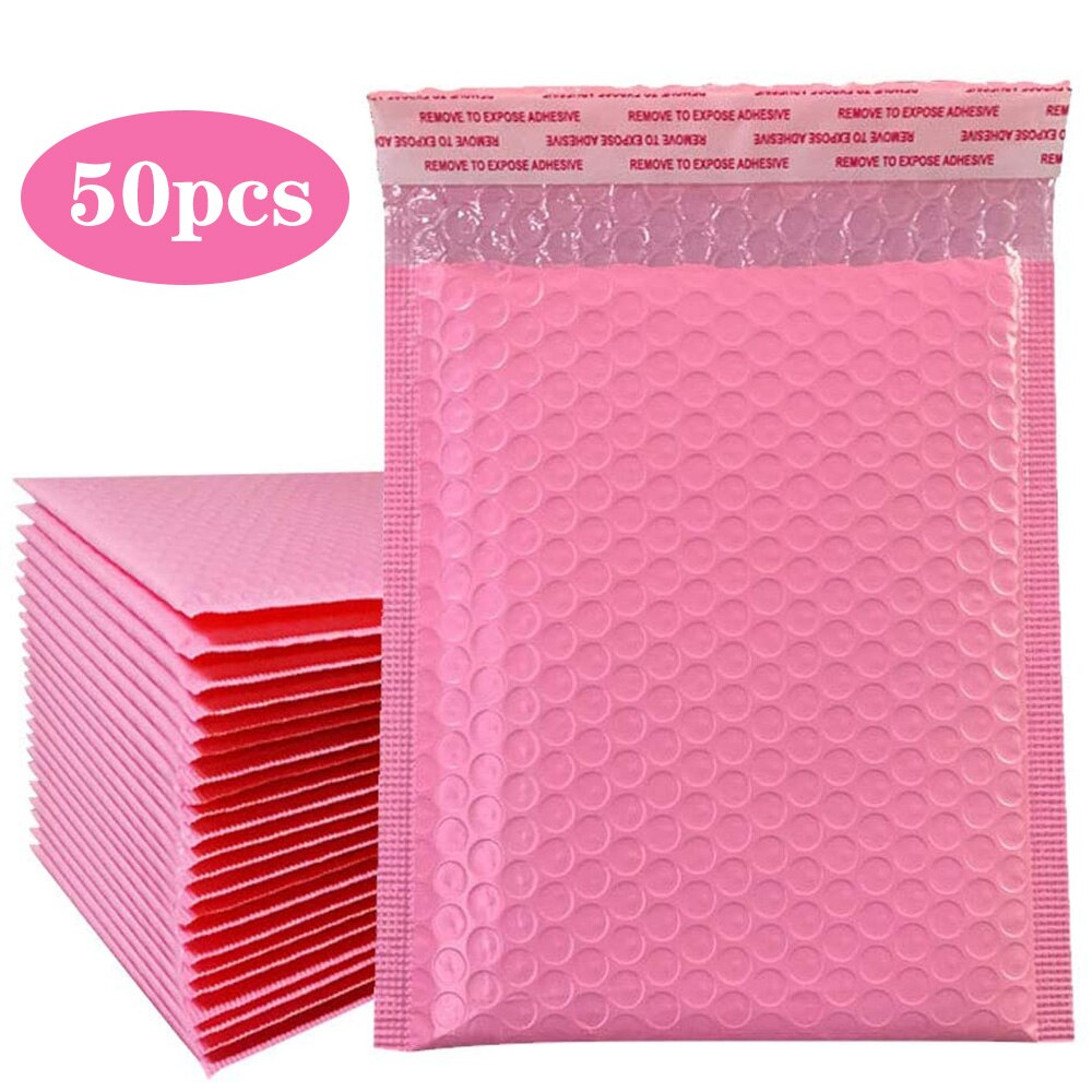 50 st/pack bubble mailer vadderade kuvert ,a4 a5 kuvert poly mailer självförslutande rosa