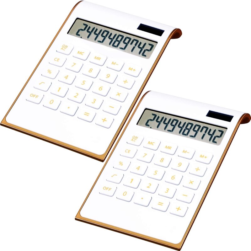 Calculator,10 Digits Solar Battery Basic, Dual Powered Desktop Calculator,Tilted LCD Display Slim Desk Calculator