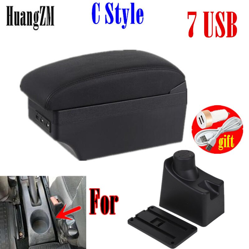 Dla Renault Dacia Sandero Logan 2013 - 2017 obrotowy podłokietnik ze schowkiem centralne pudełko do przechowywania na deskę rozdzielczą popielniczka USB ładowanie z Automobi: C style black line