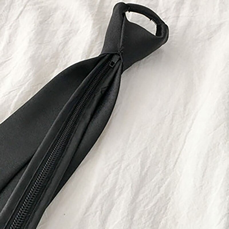Black Neck Ties for Student Solid Silky Men Women Ties Japanese Style Necktie Slim Men Ties School Uniform Accessories