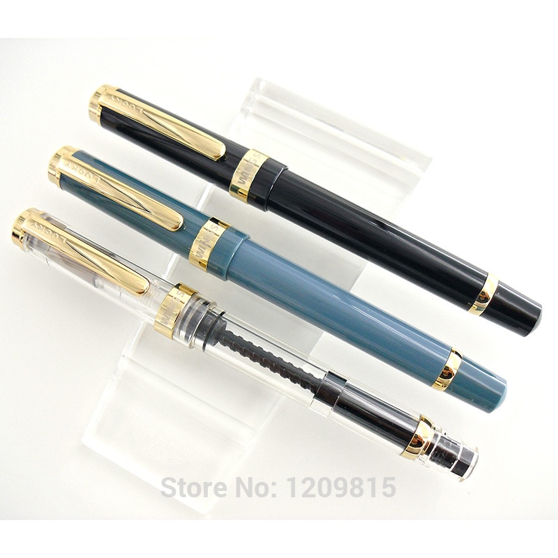 Luxury Wingsung 698 Soft Gold Nib Black Piston Fountain Pen Unique Writing Ink Pens for Christmas Office School Supplier