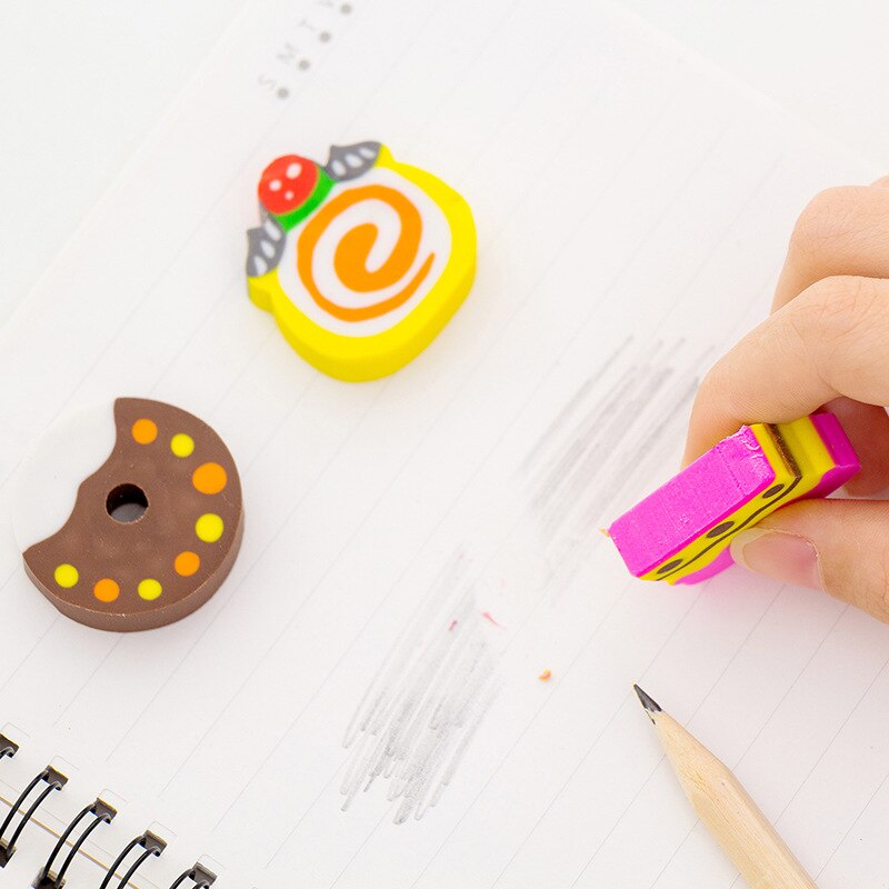 6 i 1 kawaii kake blyant viskelær til kontorrekvisita til skoleskrivesaker kawaii låve skriver gummi tegning student