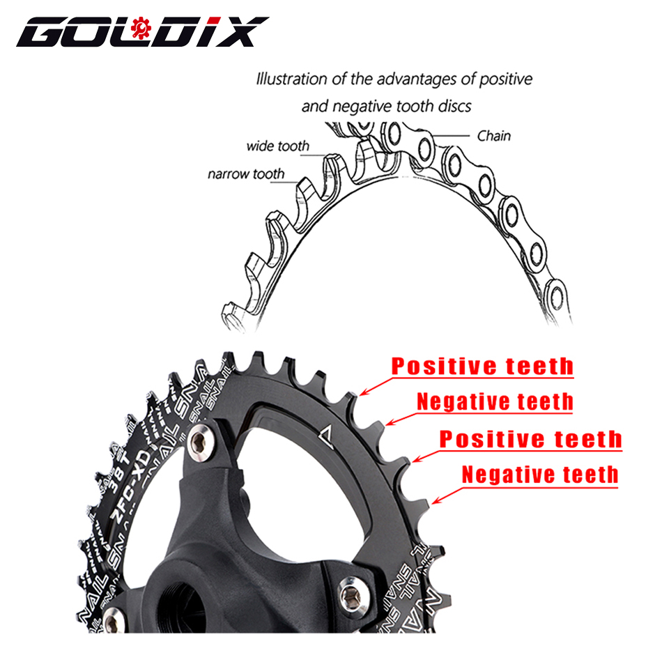 GOLDIX Square Hole Bicycle Crankset Aluminum Alloy MTB Crank 170/175mm Length Narrow Wide Teeth 104BCD 32/34/36/38/40/42T