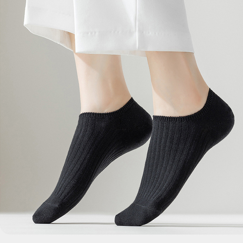 5 pares de calcetines náuticos clásicos de verano para mujer, calcetines casuales simples en blanco y negro, zapatos de tacón bajo