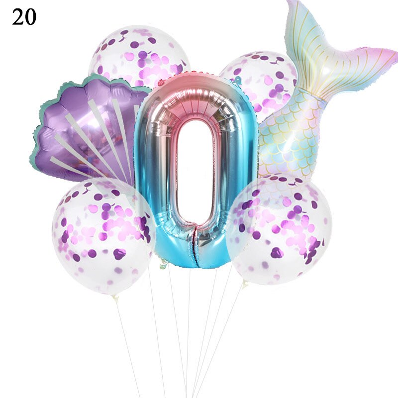 Birthday Party Balloon Decoration Mermaid Birthday Party Decor Number Balloon Decortion For Kids Little Mermaid Party Balloon: 20