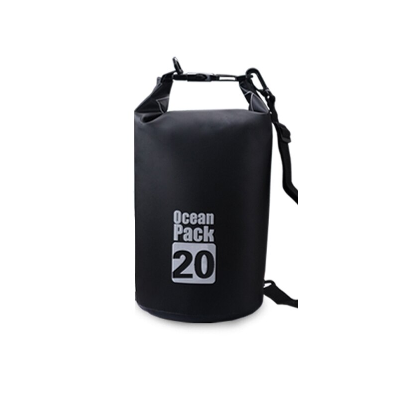 PVC Waterproof Dry Bag 2L 5L 10L 20L 30L Outdoor Diving Foldable Man Women Beach Swimming Bag Rafting River Ocean backpack: Black-20L