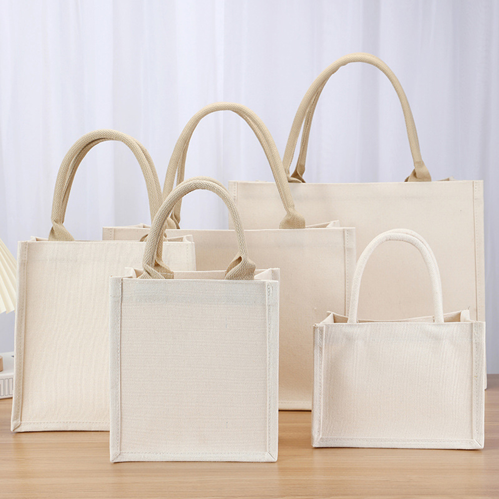 Bolsa de compras de lona, bolsos portátiles ecológicos de hombro, bolsa de almacenamiento de algodón, bolsa de comestibles de arpillera, rápido, bolso de arpillera