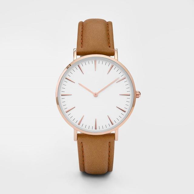 Mode Eenvoudige Lederen Dames Horloge Dames Mode Casual Wear Quartz Horloge Dames Klok Montre Femme Relojes Mujerwatch: brown-A