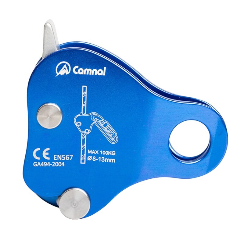 Outdoor Climbing Protector Fall Arrester Prevention Safety Rope Self-Locking Climbing Rope Grip Clamp for Rock Climbing Tree: Blue