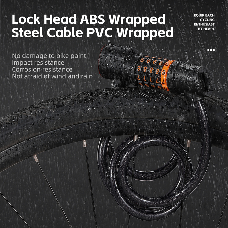 WEST BIKING-Mini serrure à mot de passe pour vélo, portable, 5 chiffres, feu arrière, câble en acier, cadre durable, accessoires
