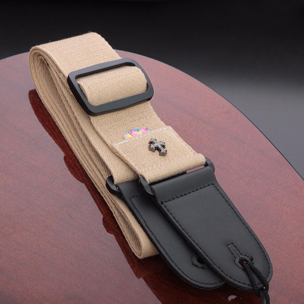 1 stk guitarrem med picklomme til elektrisk akustisk vintage cross personality guitarremme guitar bælte guitar tilbehør: Kaki uden hakke