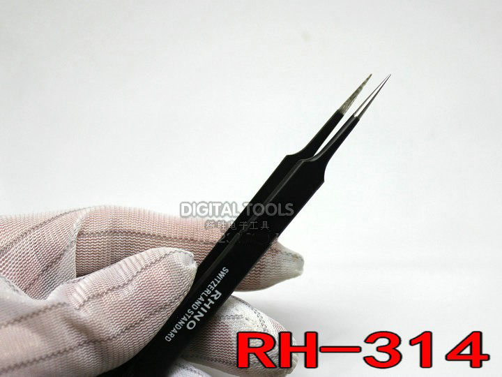 Japan RHINO RH-314 ESD Tweezers Anti-static High-precision Super Hard For Repairing Watch or Mobile Clamping Small objects