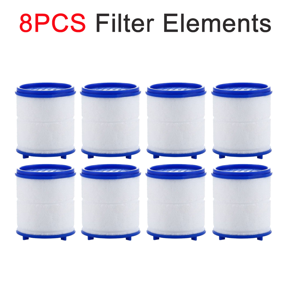 Elementos de filtro de grifo, purificador de agua para ducha, filtración de algodón PP para cocina y baño, elimina cloro, metales pesados: Azul