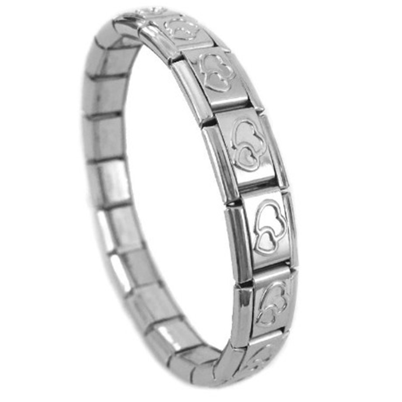 Youvelst-pulsera de módulo personalizado, Itanlian brazalete elástico, de acero inoxidable, a la: Chapado en zinc blanco y azul