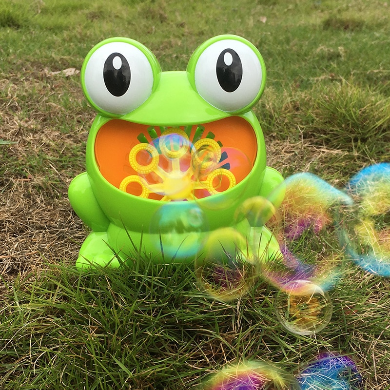 Frog-shape Full Automatic Bubble Machine Children Toy For Boys Girls Safe And Durable Bubbles With 8 Bubble Blowing Wands