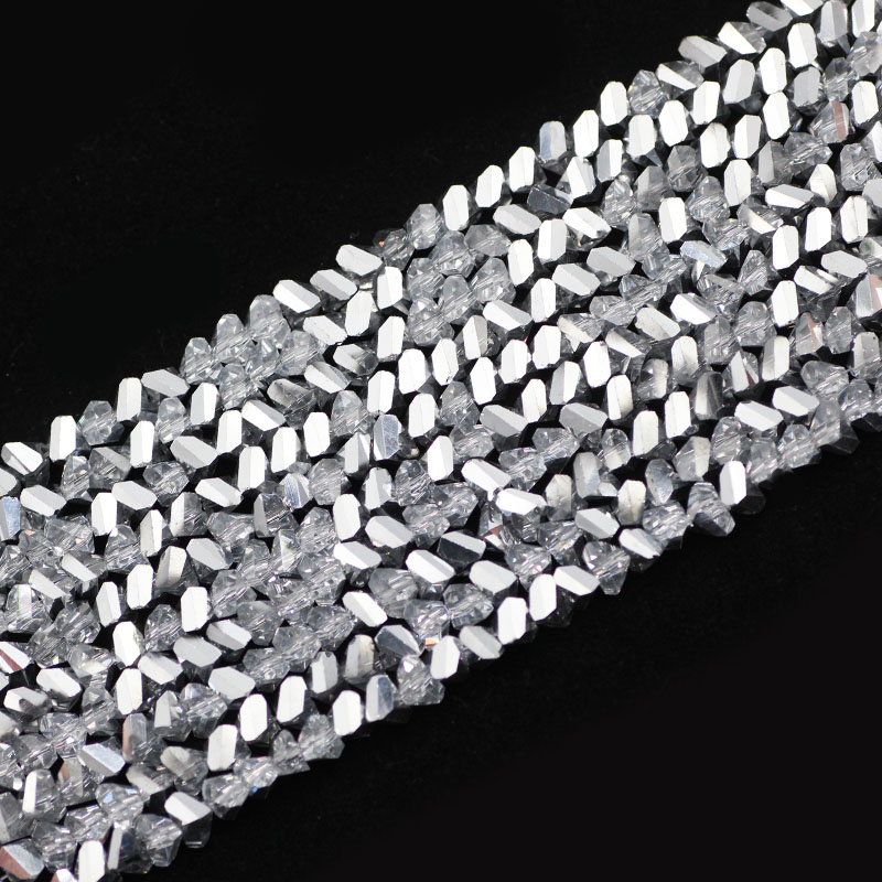 Cuentas de cristal austriaco triangulares de tetraedro, cuentas sueltas de vidrio para fabricación de pulseras de joyería, accesorios de bricolaje, , 6mm, 90 piezas: Gris