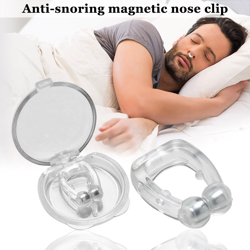 Pince-nez magnétique anti-ronflement en silicone, empêche l&#39;apnée du sommeil, aide à mieux dormir, livré avec étui