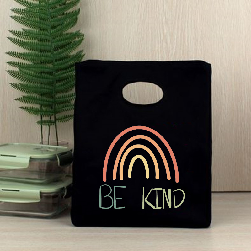 Bądź miły Rainbow funkcjonalne Cooler torby na Lunch przenośna ocieplana z płótna pojemnik Bento Totes termiczna jedzenie na piknik pokrowiec torebka: Q00782-TBBK-C