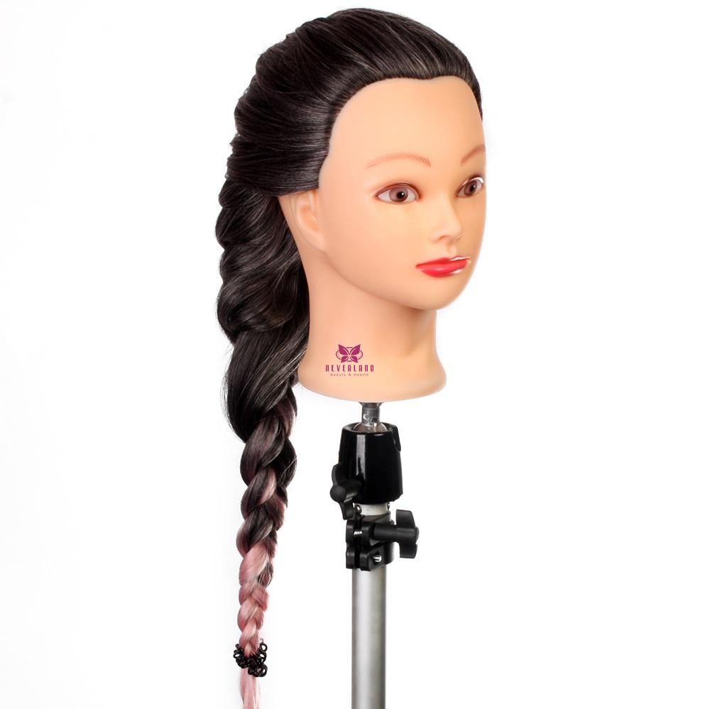 Salon Style Doll Heads Splicing Color Hairdressing Pratice Manikin Model Head with Table Clamp Manniquin Head