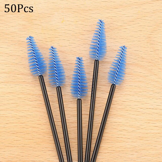 Brosse à sourcils en forme de goutte d&#39;eau, matériel en Nylon, pinceaux de maquillage, Extension de cils, outils de beauté, baguette à Mascara, 25/: 50pcs blue