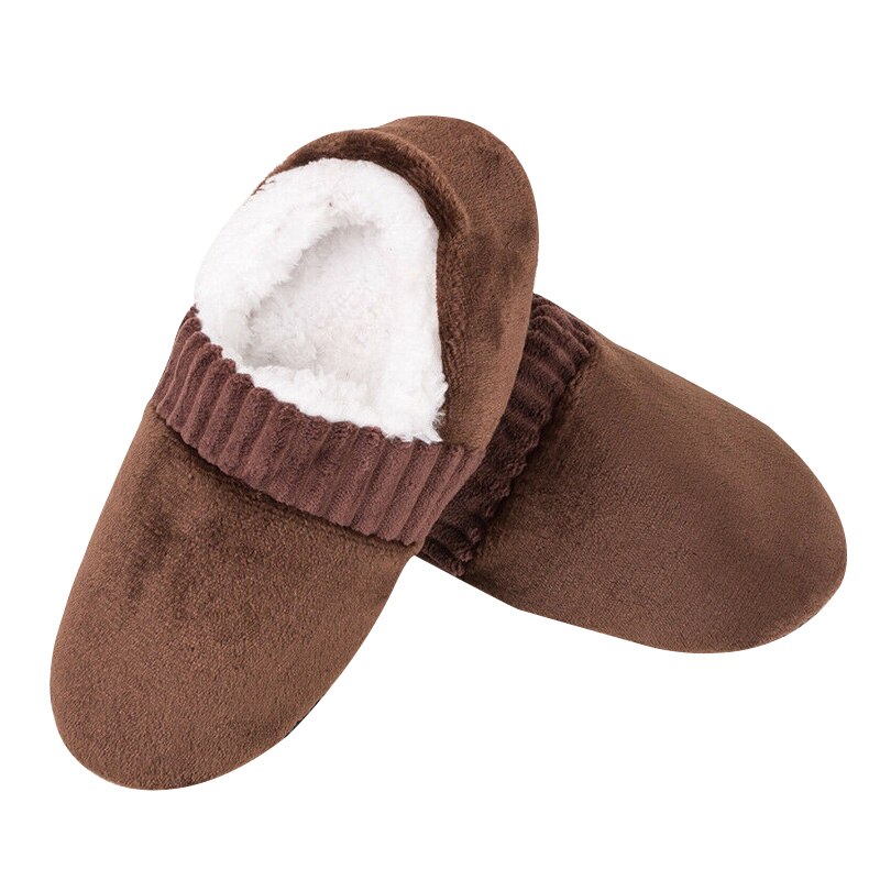 Men Soft Slippers House Floor Socks Anti-slip Indoor Winter Warm Slipper J55: coffee