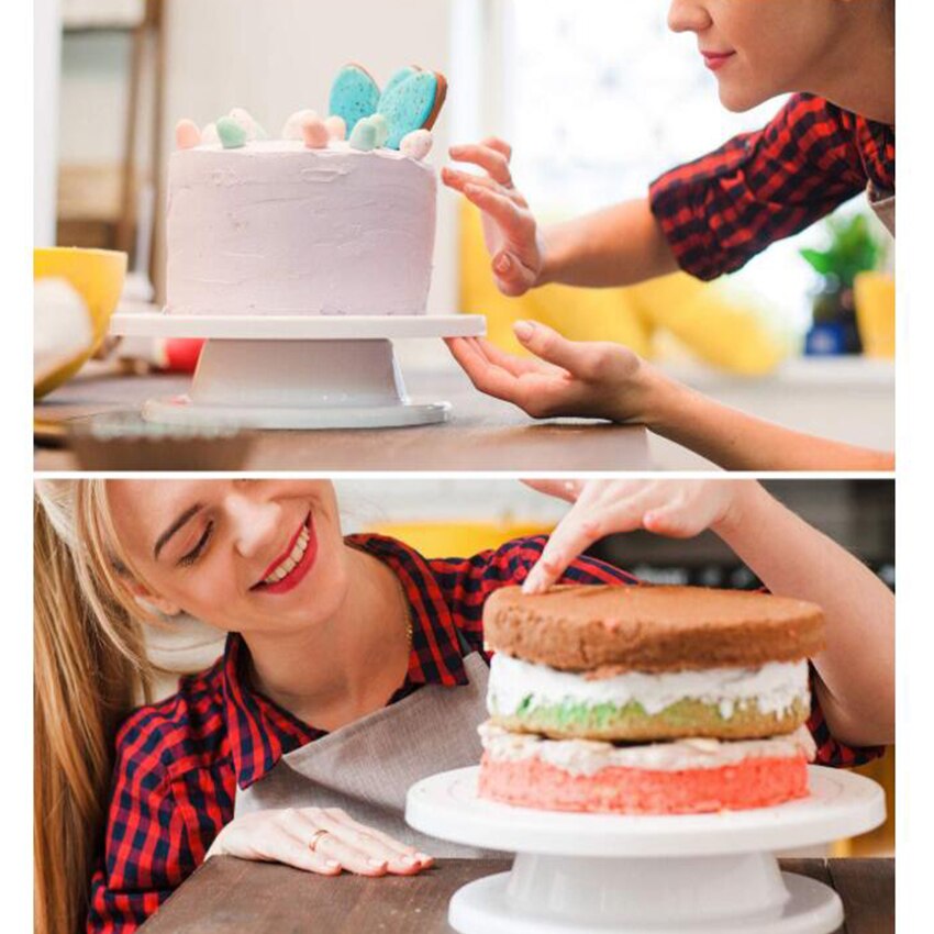 Ronde Taart Draaitafel Plastic Roterende Taart Plaat Anti-Slip Diy Cake Stand Taart Decoreren Draaitafel Keuken Bakken Tools