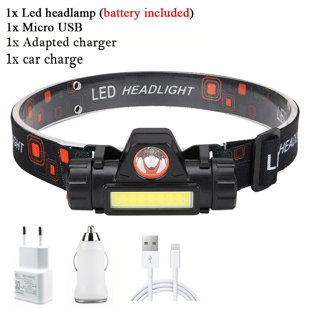 ZHIYU Tragbare Mini Taschenlampe Q5 + Kolben LED Scheinwerfer hoch Energie Gebaut-in 18650 Batterie draussen Camping Scheinwerfer Stufenlose dimmen: Paket D