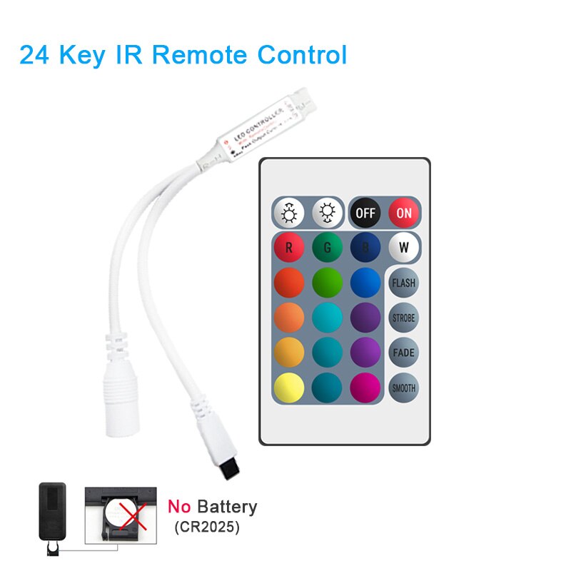 Bluetooth DC 12V 24V Bluetooth Wireless Controller RGB IR Wifi Bluetooth LED Controller for 5050 2835 RGB led strip: IR 24Key Control
