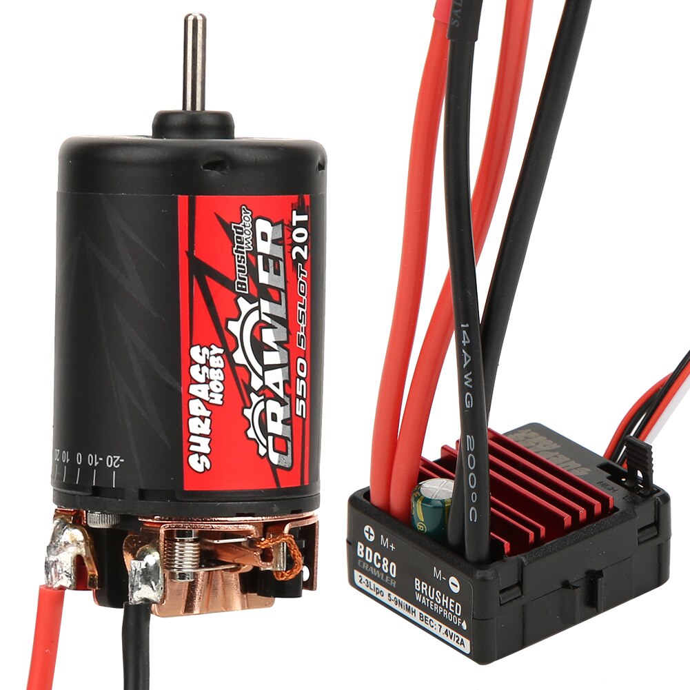 SURPASS HOBBY Carbon Brushed Motor 550 0.50 Wire 16T/20T + BCD80A ESC RC Accessory Crawler Car Motor ESC