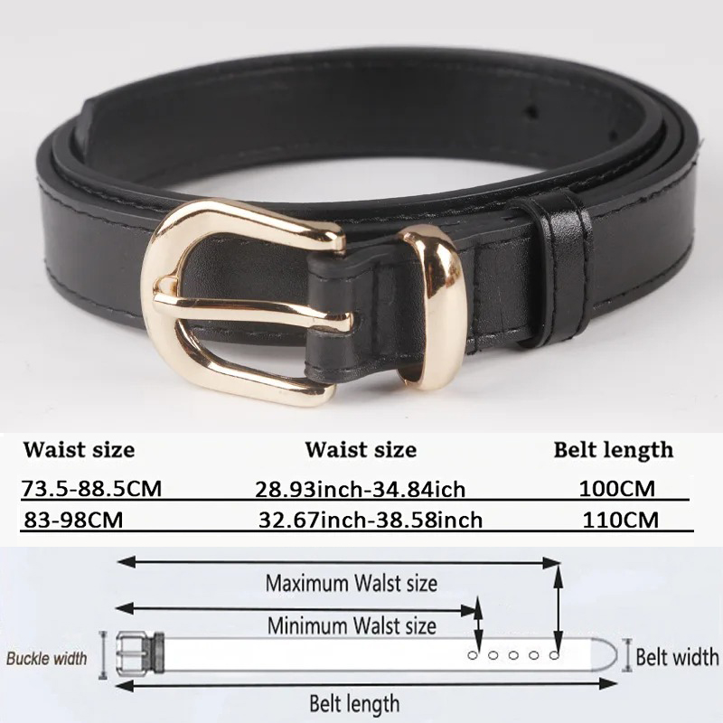 Belter for kvinner uformelt jeans damebelte luksusmerke belte med nålespenne trend midjebelte  ld2302: Svart / 105cm