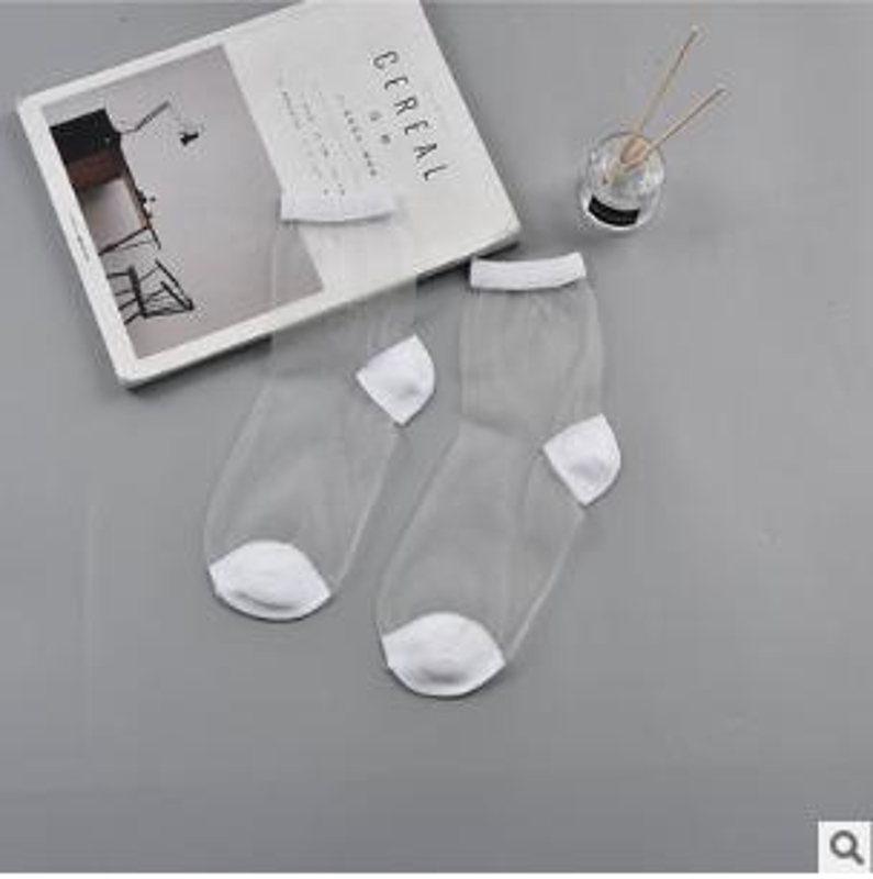 Spring Lace Transparent Crystal Lady Socks 10 Colors Comfy Sheer Silk Ankle Socks MOU QX2D: W3