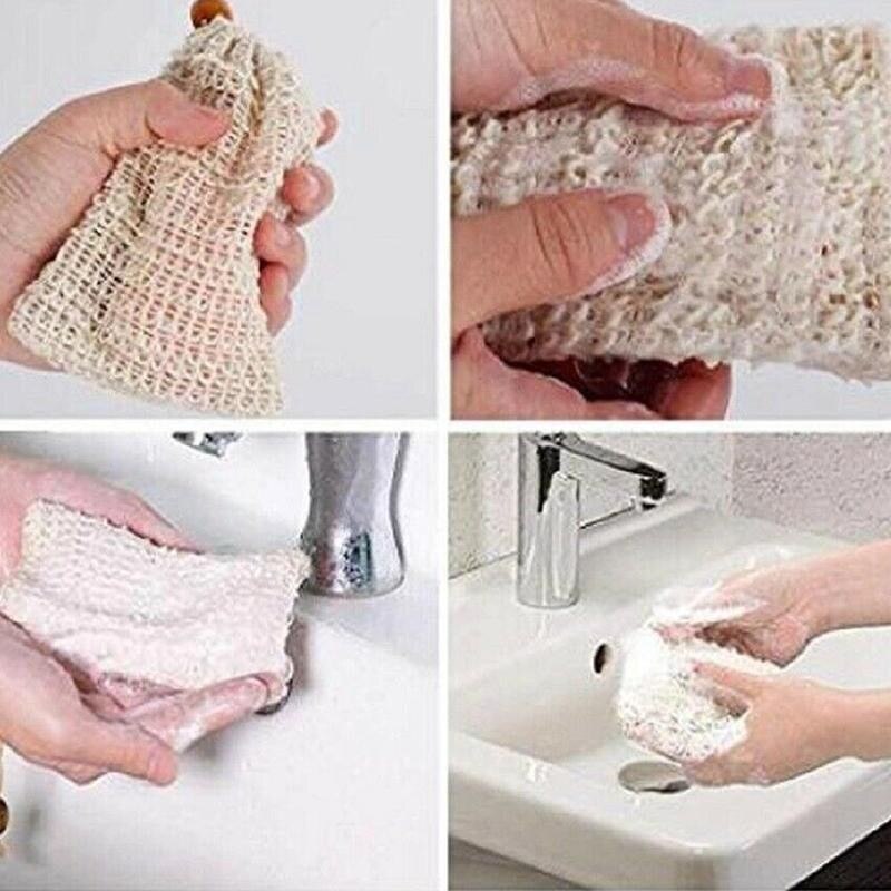 Exfoliating Shower Soap Bag Soap Saver Soap Bags Handmade Sisal Soap Bags Natural mesh Soap Saver Pouch Holder 1pc