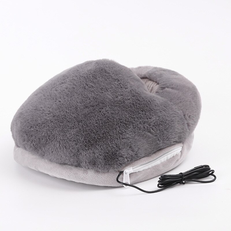 Usb Voet Warmer Koorts Winter Foot Warmer Artefact Thuis Pure Kleur Imitatie Konijnenbont Wasbare Elektrische Verwarming Schoenen: 2