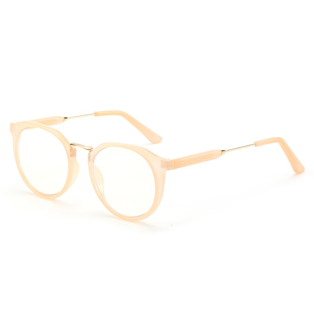 ZENOTTIC Anti Blue Ray Radiation Computer Glasses Optical Blue Light Blocking Lens For Women Men Round Goggles Spectacle Frame: nude