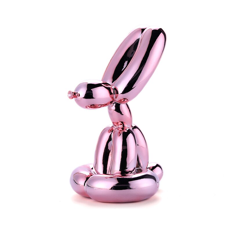 ABSTRACTION nordique décoration animale JEFF KOONS ballon lapin série résine artisanat décoration de la maison SCULPTURE: PINK / 17 cm high