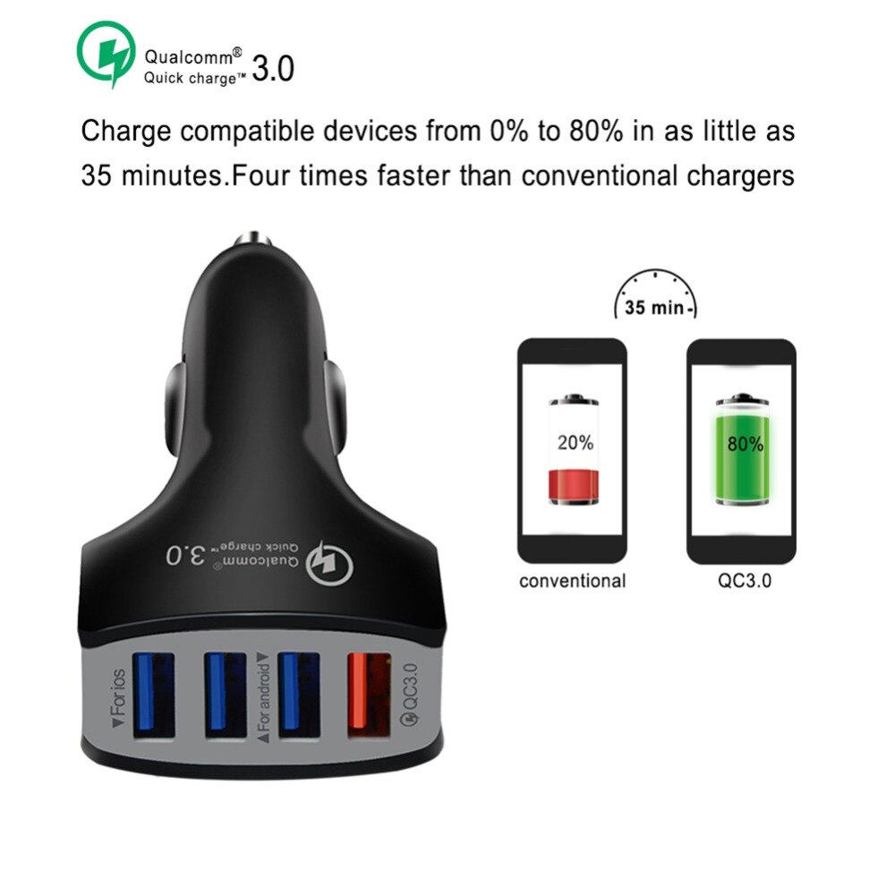 4U 2.1A Auto Ladegerät Für praktisch Tabletten Auto-Ladegerät QC 3,0 USB GPS feuerfeste Schnelle Ladegerät Auto Telefon ladegerät Adapter für Auto
