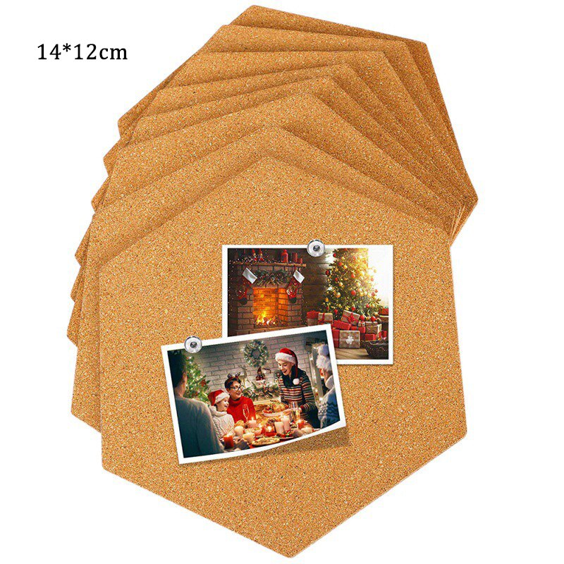 Style Message Wood Frame Bulletin Cork Board Home Hexagonal Square Circle Photo Wall Decor Office Home Decoration: 14x12cm